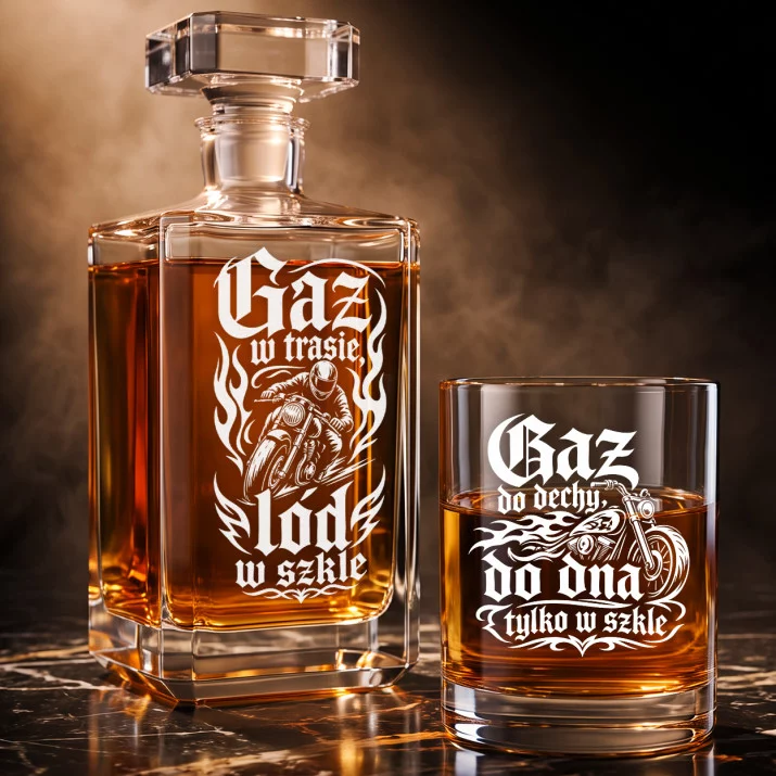 Zestaw Do Whisky Dla Motocyklisty Prezent Dla Mężczyzny: Gaz W Trasie, Lód W Szkle