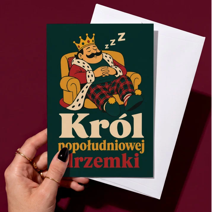 Kartka z Życzeniami Na Boże Narodzenie Dla Mężczyzny: Retro Król Drzemki Kartka z Życzeniami Na Boże Narodzenie Dla Mężczyzny: Retro Król Drzemki