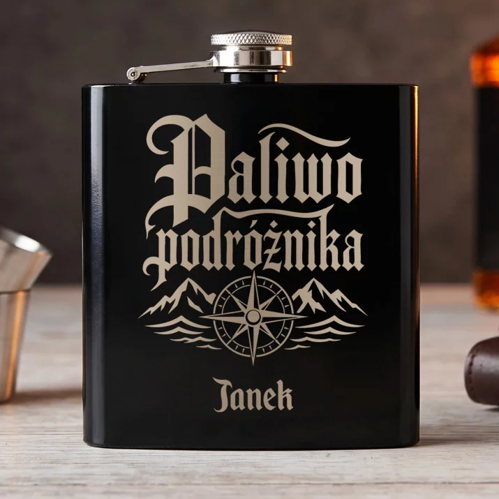 Piersiówka Z Grawerem Dla Podróżnika Prezent Dla Mężczyzny: Paliwo Podróżnika -