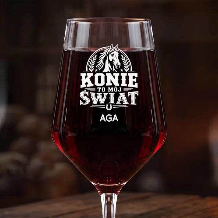 Mega Kieliszek Do Wina z Grawerem Dla Koniary Prezent Dla Kobiety: Konie To Mój Świat