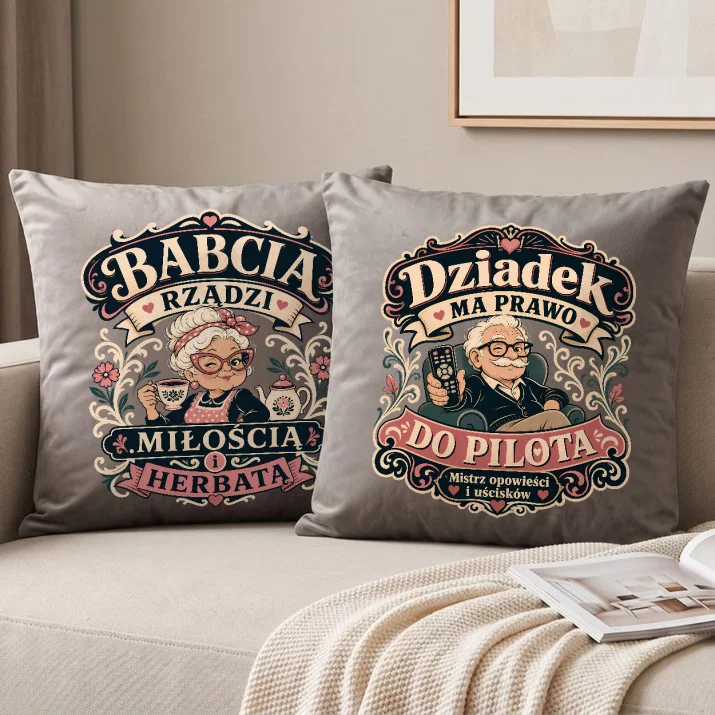 Poduszki Dekoracyjne Na Dzień Babci i Dziadka Prezent Dla Babci i Dziadka Pary: Władcy Domowego Ciepła Poduszki Dekoracyjne Na Dzień Babci i Dziadka Prezent Dla Babci i Dziadka Pary: Władcy Domowego Ciepła