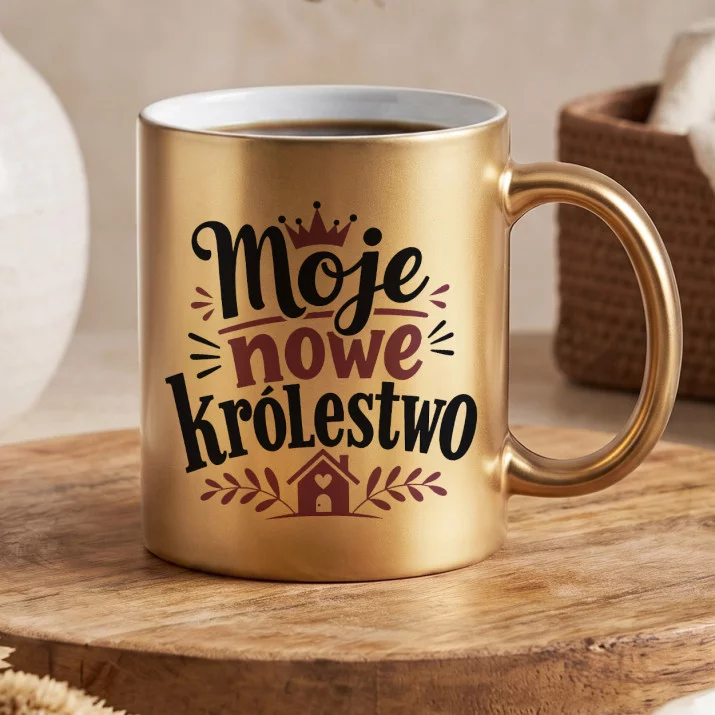 Złoty Kubek Na Nowe Mieszkanie Prezent Dla Kobiety: Nowe Królestwo Złoty Kubek Na Nowe Mieszkanie Prezent Dla Kobiety: Nowe Królestwo