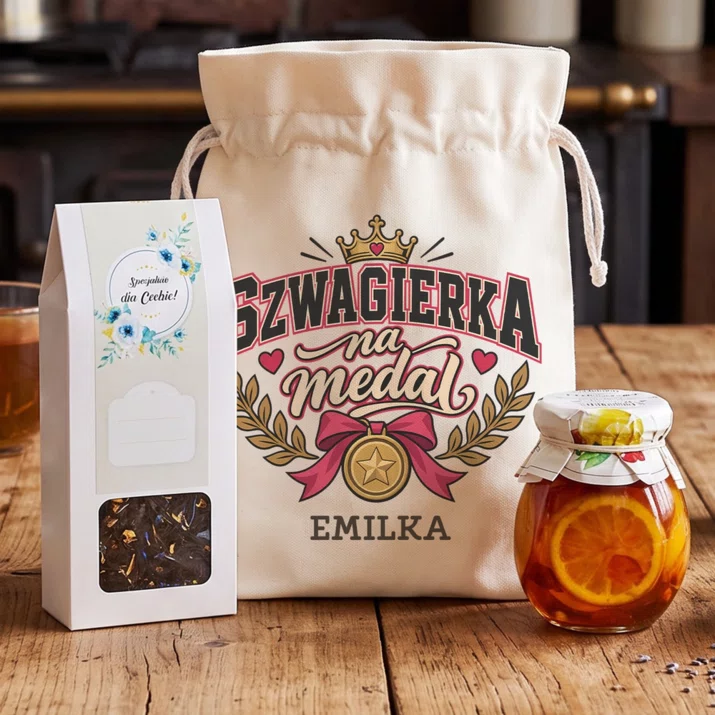Zestaw Prezentowy z Herbatą Dla Szwagierki Prezent Dla Kobiety: Szwagierka Na Medal Zestaw Prezentowy z Herbatą Dla Szwagierki Prezent Dla Kobiety: Szwagierka Na Medal