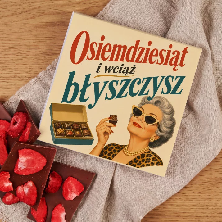 Czekolada Z Truskawkami Na 80 Urodziny Prezent Dla 80 Latki Kobiety: Retro Blask Czekolada Z Truskawkami Na 80 Urodziny Prezent Dla 80 Latki Kobiety: Retro Blask