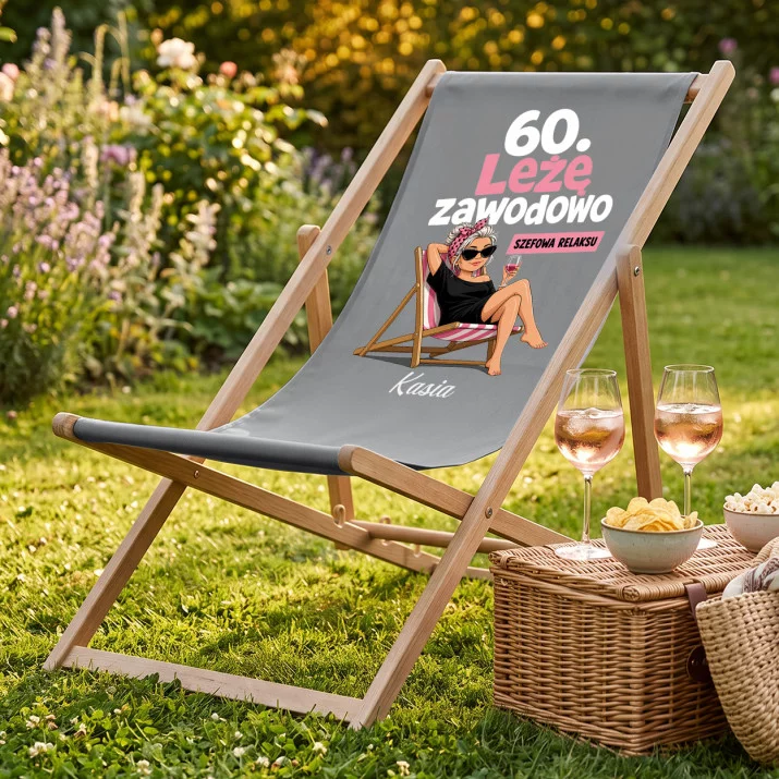 Leżak Z Nadrukiem Na 60 Urodziny Kobiety Prezent Na 60 Urodziny Dla Kobiety: 60. Leżę Zawodowo -