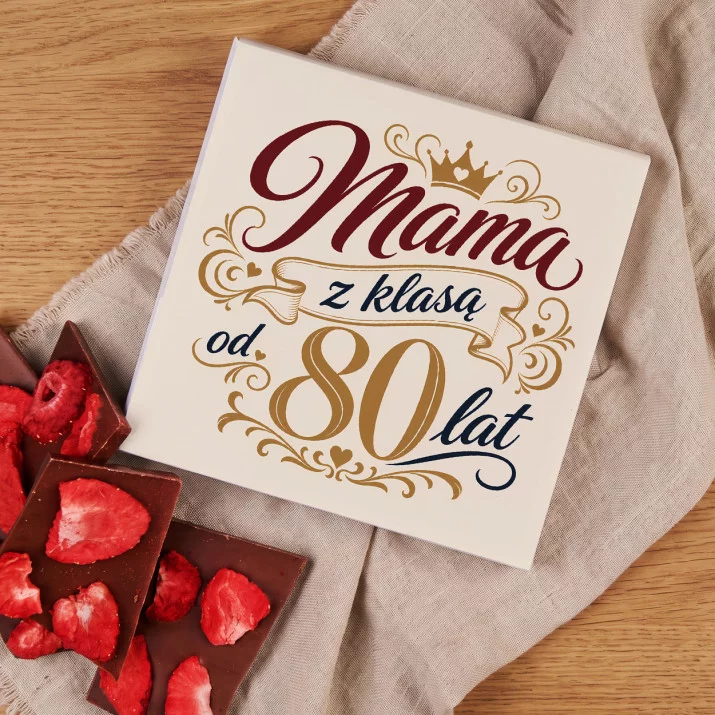 Czekolada Z Truskawkami Na 80 Urodziny Mamy Prezent Na 80 Urodziny Dla Kobiety: Złota Elegancja Czekolada Z Truskawkami Na 80 Urodziny Mamy Prezent Na 80 Urodziny Dla Kobiety: Złota Elegancja