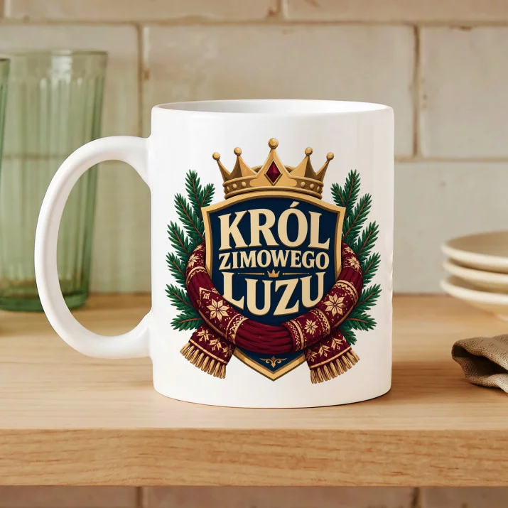 Kubek Z Nadrukiem Na Święta Prezent Dla Mężczyzny: Król Zimowego Luzu Kubek Z Nadrukiem Na Święta Prezent Dla Mężczyzny: Król Zimowego Luzu