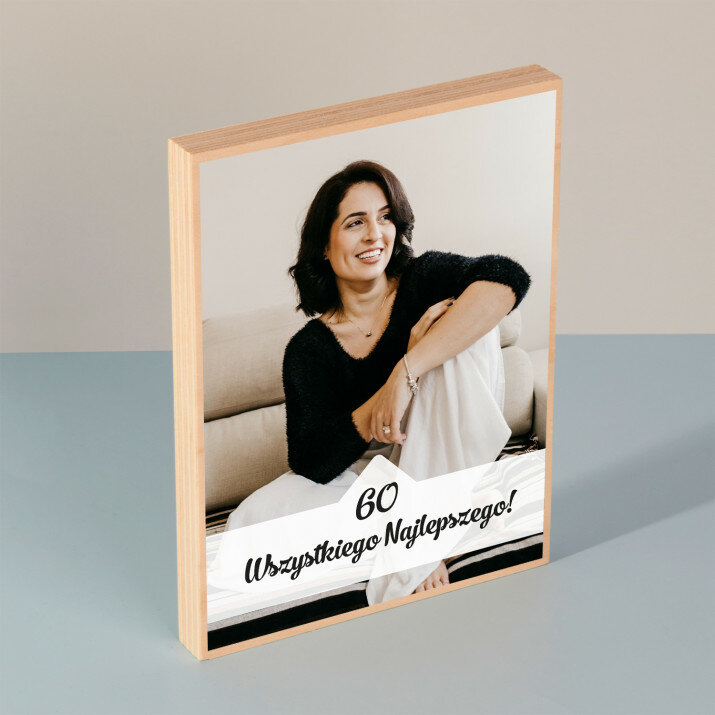 60 urodziny zdjęcie - Wydruk na drewnie