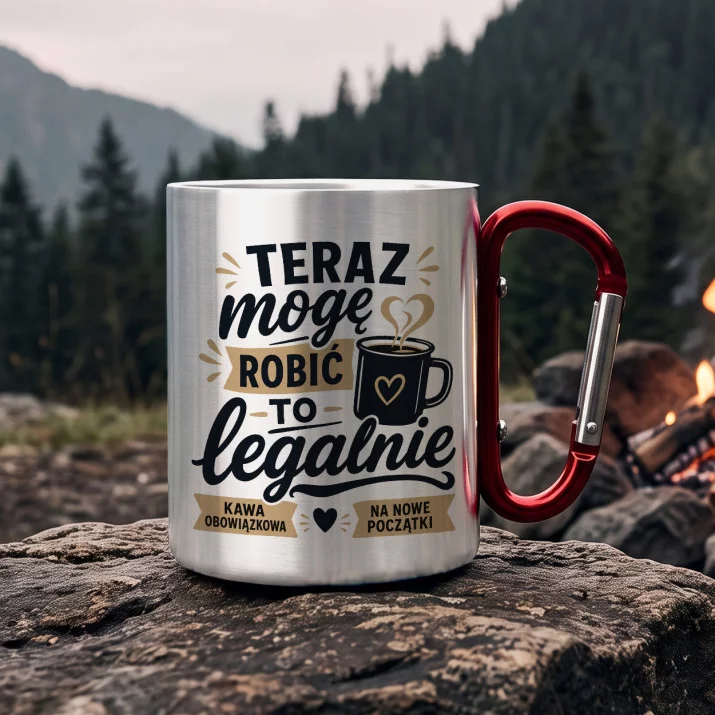 Kubek Metalowy z Karabińczykiem Na 18 Prezent Dla Kobiety: Legalnie Z Humorem Kubek Metalowy z Karabińczykiem Na 18 Prezent Dla Kobiety: Legalnie Z Humorem