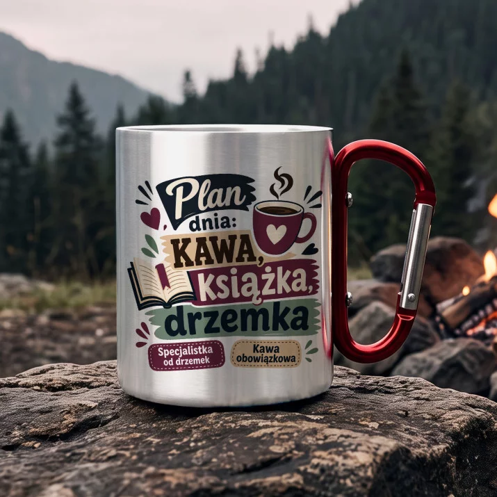 Kubek Metalowy z Karabińczykiem Dla Emerytki Prezent Na Emeryturę Dla Kobiety: Emerycka Rutyna Z Humorem