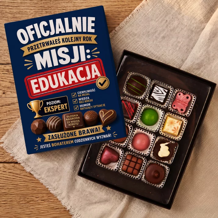 Czekoladki Na Zakończenie Roku Szkolnego Prezent Dla Mężczyzny: Misja Edukacja Obwoluta