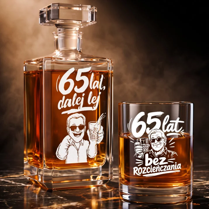 Zestaw Do Whisky Na 65 Urodziny Prezent Dla Mężczyzny: 65 Lat, Dalej Lej