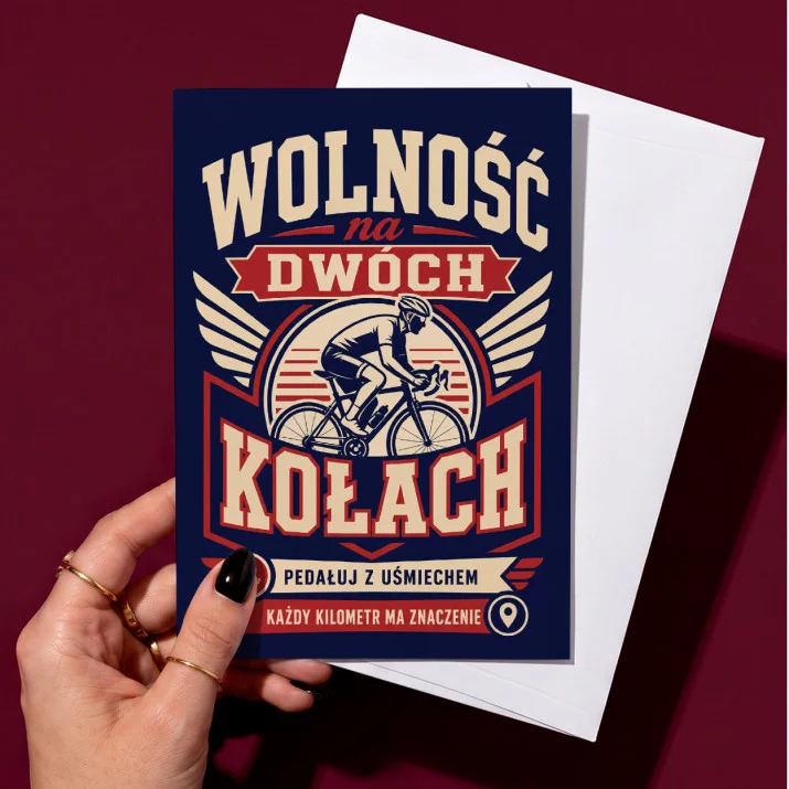 Kartka z Życzeniami Dla Rowerzysty Dla Mężczyzny: Dwa Koła Wolności Kartka z Życzeniami Dla Rowerzysty Dla Mężczyzny: Dwa Koła Wolności