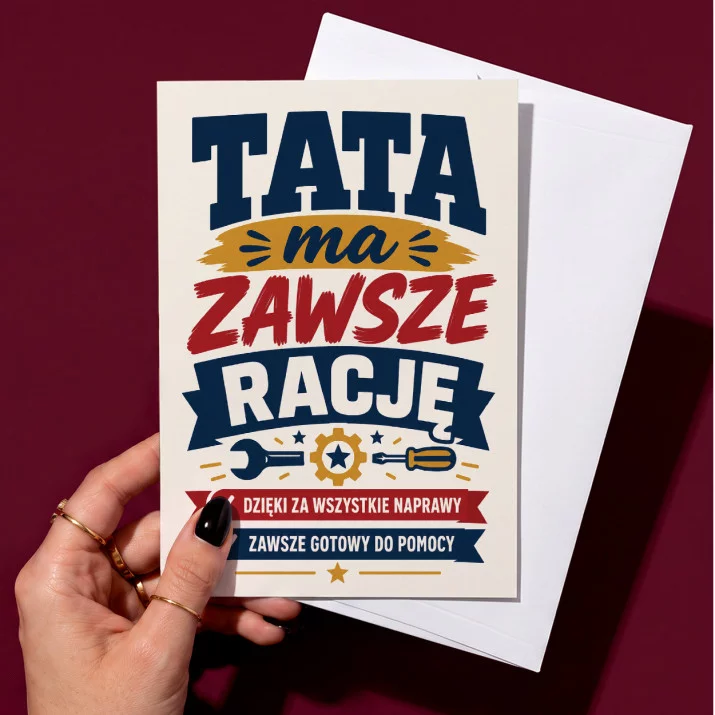 Kartka z Życzeniami Na Dzień Taty Dla Taty Mężczyzny: Tata Z Przymrużeniem Oka Kartka z Życzeniami Na Dzień Taty Dla Taty Mężczyzny: Tata Z Przymrużeniem Oka