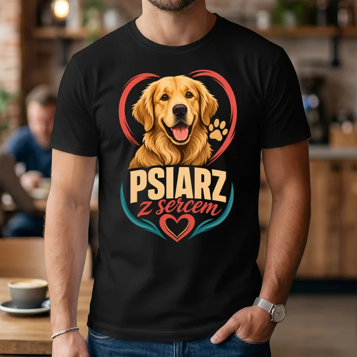 Koszulka Męska Dla Psiarza Prezent Dla Mężczyzny: Psiarz Z Sercem
