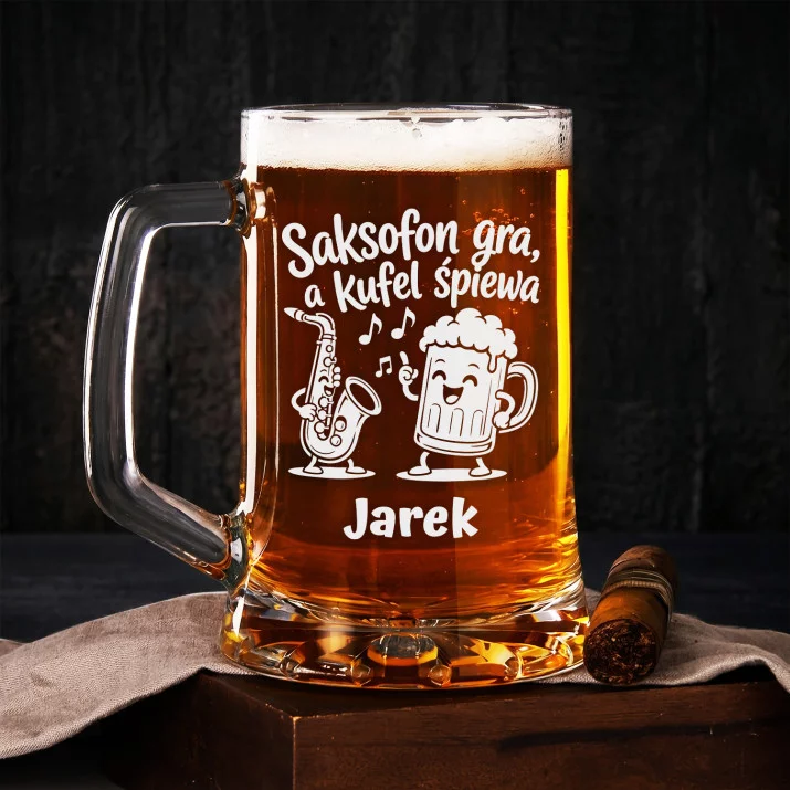 Kufel Personalizowany z Grawerem Dla Saksofonisty Prezent Dla Mężczyzny: Jazzowe Chibi Kufel Personalizowany z Grawerem Dla Saksofonisty Prezent Dla Mężczyzny: Jazzowe Chibi