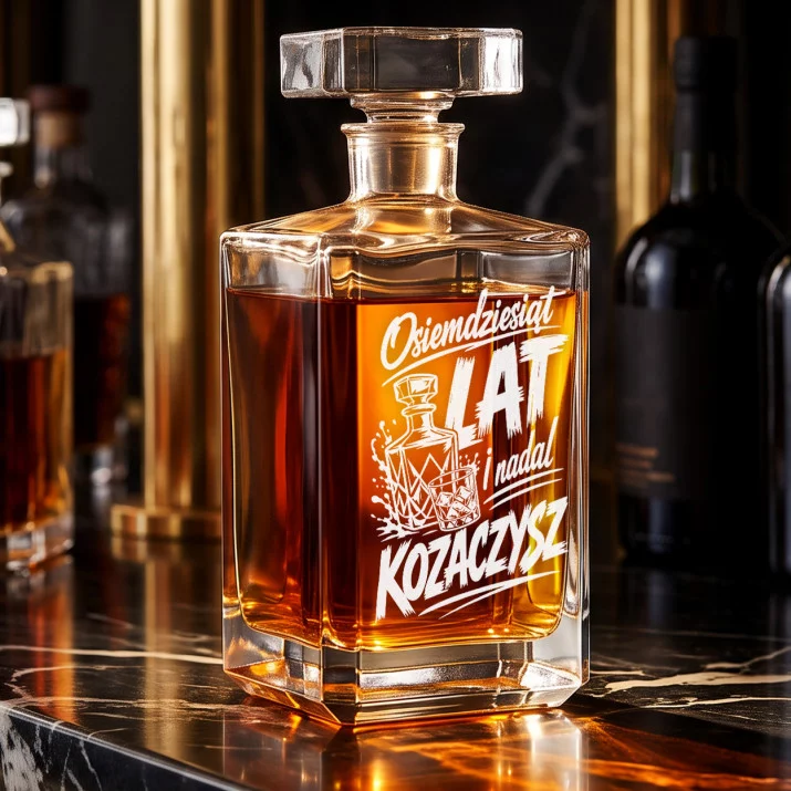 Karafka Do Whisky z Grawerem Dla 80 Latka Prezent Na 80 Urodziny: Kozak Z Klasą Karafka Do Whisky z Grawerem Dla 80 Latka Prezent Na 80 Urodziny: Kozak Z Klasą
