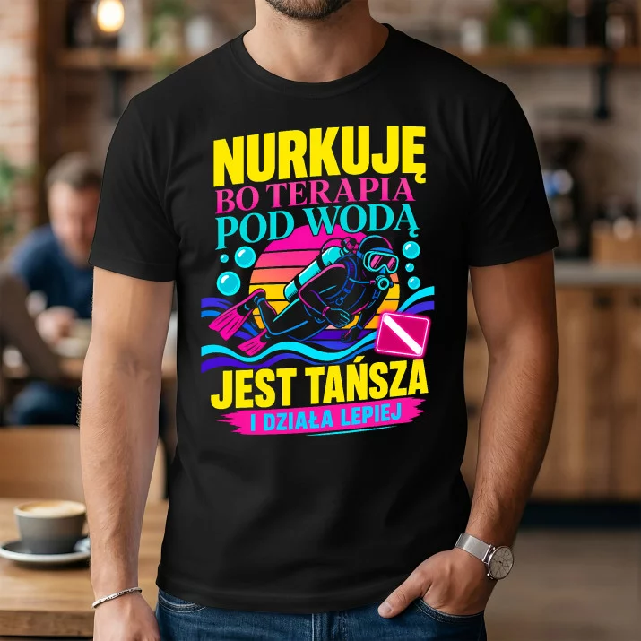 Koszulka Męska Dla Nurka Prezent Dla Mężczyzny: Terapia Pod Wodą