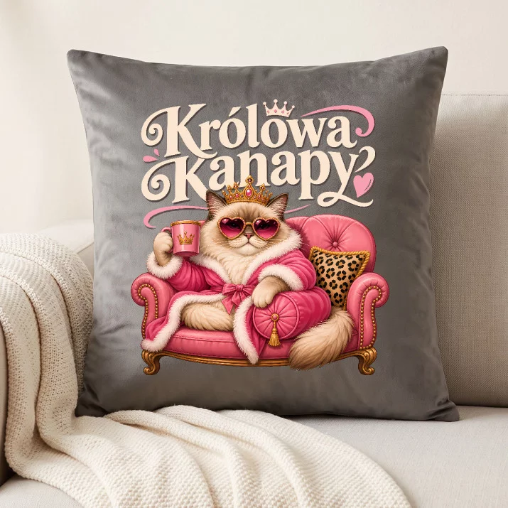 Poduszka Dekoracyjna Na Parapetówkę Prezent Dla Kobiety: Królowa Kanapy Poduszka Dekoracyjna Na Parapetówkę Prezent Dla Kobiety: Królowa Kanapy