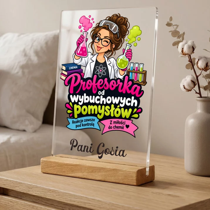 Druk Na Szkle Dla Nauczycielki Chemii Prezent Na Dzień Nauczyciela Dla Kobiety: Profesorka Od Wybuchowych