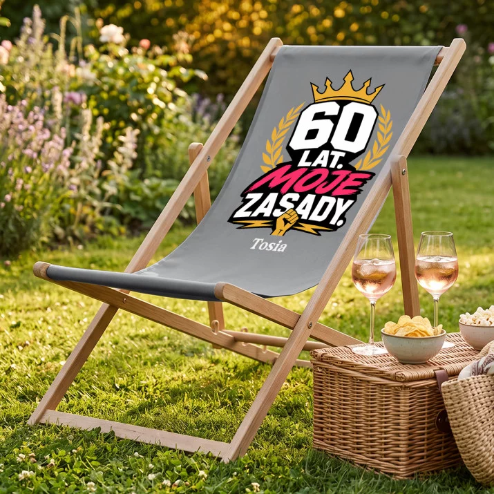 Leżak Z Nadrukiem Na 60 Urodziny Prezent Dla Kobiety: 60 Lat. Moje Zasady.