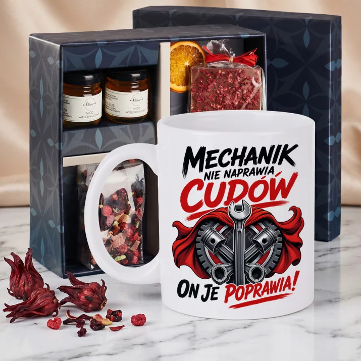 Zestaw Prezenowy Z Kubkiem Dla Mechanika: Mechanik Poprawia Cuda Zestaw Prezenowy Z Kubkiem Dla Mechanika: Mechanik Poprawia Cuda