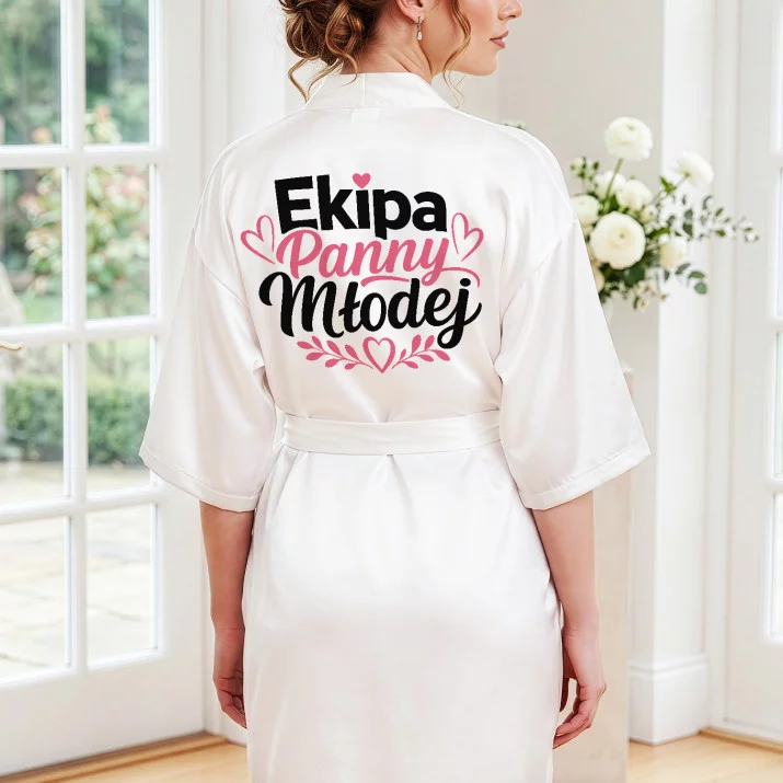 Szlafrok Satynowy Dla Druhny Prezent Dla Kobiety: Ekipa Panny Młodej
