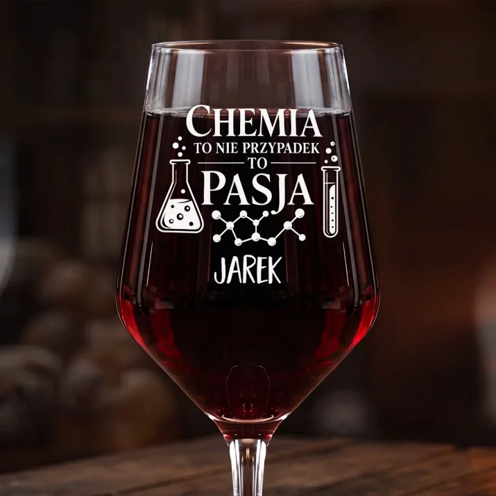 Mega Kieliszek Do Wina z Grawerem Dla Chemika Prezent Dla Mężczyzny: Chemia To Pasja Mega Kieliszek Do Wina z Grawerem Dla Chemika Prezent Dla Mężczyzny: Chemia To Pasja