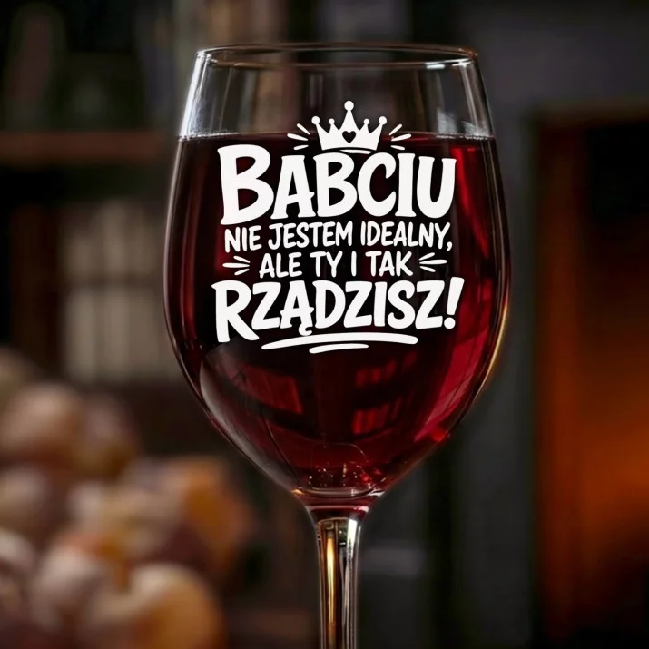 Kieliszek Do Wina Dla Babci Prezent Na Dzień Babci Dla Kobiety: Babciu Rządzisz Grawer