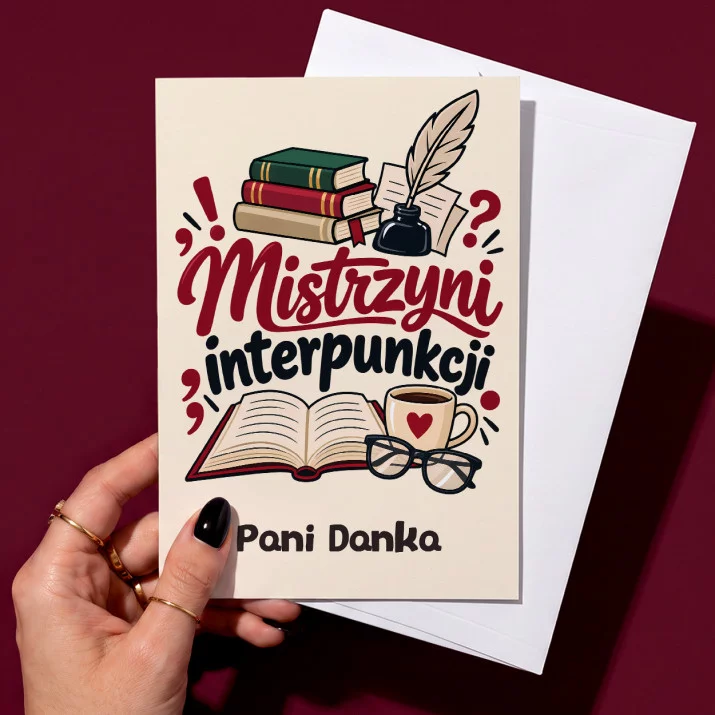 Kartka Personalizowana Dla Nauczycielki Polskiego Prezent Na Dzień Nauczyciela Dla Kobiety: Mistrzyni Interpunkcji