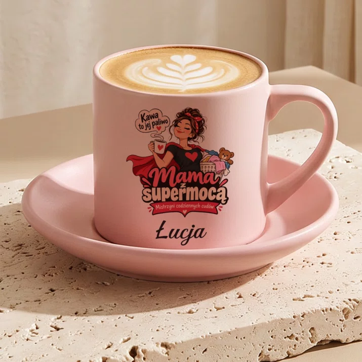 Filiżanka Personalizowana Na Dzień Mamy Prezent Dla Mamy Kobiety: Mama Z Supermocą Filiżanka Personalizowana Na Dzień Mamy Prezent Dla Mamy Kobiety: Mama Z Supermocą
