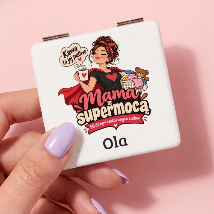Lusterko Kieszonkowe Na Dzień Mamy Prezent Dla Mamy Kobiety: Mama Z Supermocą