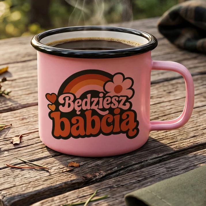 Kubek Emaliowany Dla Przyszłej Babci Prezent Na Dzień Babci Dla Kobiety: Radosna Przyszła Babcia Kubek Emaliowany Dla Przyszłej Babci Prezent Na Dzień Babci Dla Kobiety: Radosna Przyszła Babcia