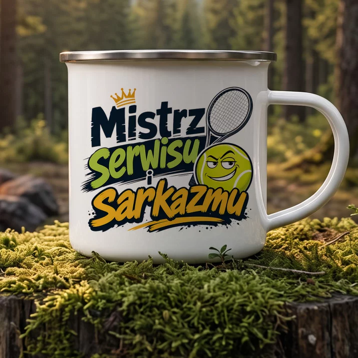 Kubek Emaliowany Dla Tenisisty Prezent Dla Mężczyzny: Tenisowy Sarkazm Kubek Emaliowany Dla Tenisisty Prezent Dla Mężczyzny: Tenisowy Sarkazm