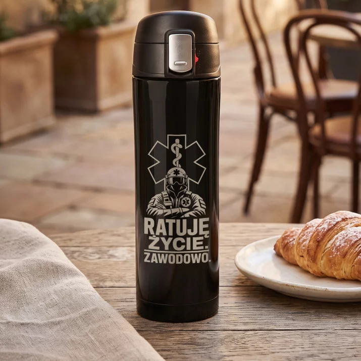 Kubek Termiczny 440ml Dla Ratownika Medycznego Prezent: Ratuję Życie. Zawodowo.