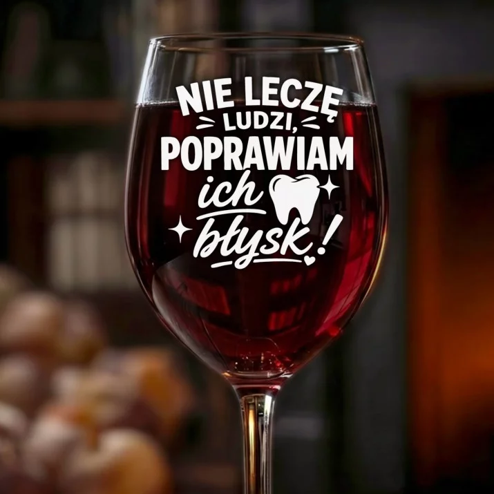 Kieliszek Do Wina Dla Dentystki Prezent Dla Kobiety: Poprawiam Ich Błysk Kieliszek Do Wina Dla Dentystki Prezent Dla Kobiety: Poprawiam Ich Błysk