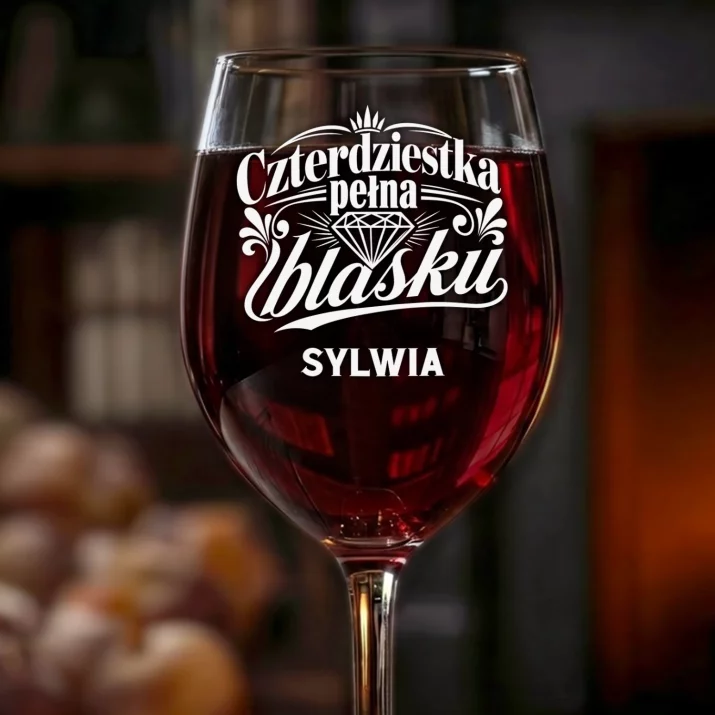 Kieliszek Do Wina z Grawerem Na 40 Urodziny Kobiety Prezent Na 40 Urodziny Dla Kobiety: Czterdziestka Pełna