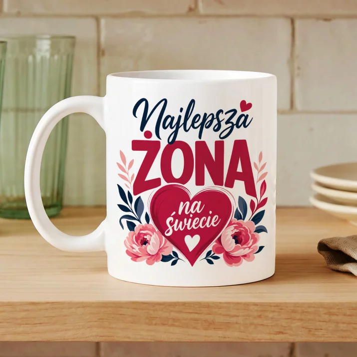 Kubek Z Nadrukiem Dla Żony Prezent Na Rocznicę Ślubu Dla Kobiety: Najlepsza Żona Serce Kubek Z Nadrukiem Dla Żony Prezent Na Rocznicę Ślubu Dla Kobiety: Najlepsza Żona Serce