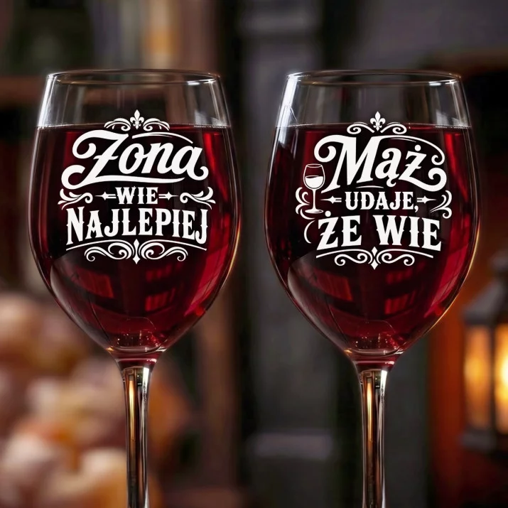 Dwa Kieliszki Do Wina Dla Małżeństwa Prezent Dla Pary: Zgrany Duet Małżeński