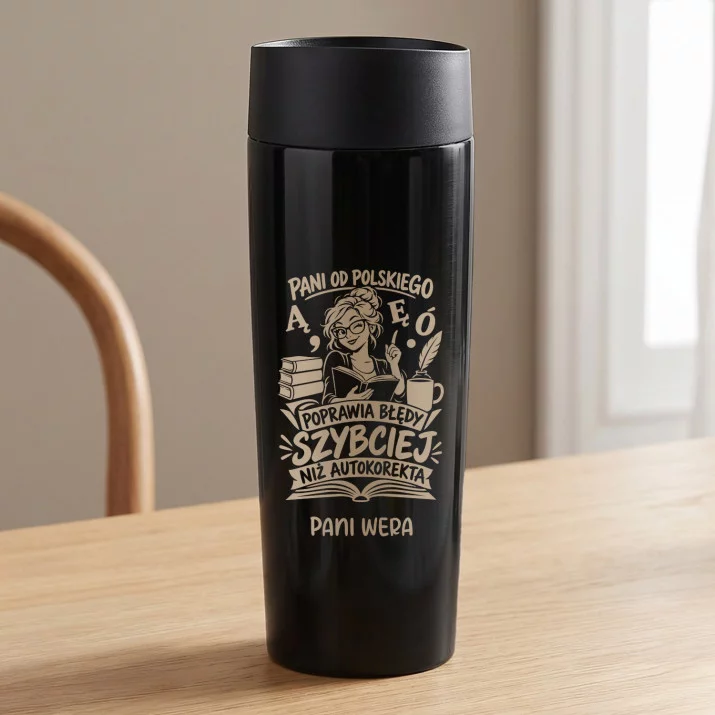 Kubek Termiczny Dla Nauczycielki Polskiego Prezent Na Dzień Nauczyciela Dla Kobiety: Pani Poprawia Błędy