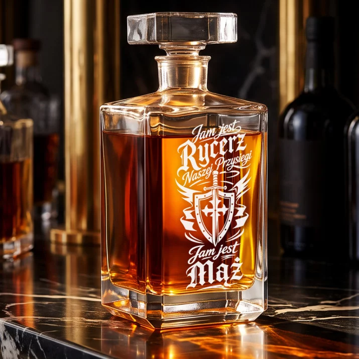 Karafka Do Whisky z Grawerem Na Pierwszą Rocznicę Ślubu Prezent Na Walentynki: Rycerska Przysięga Karafka Do Whisky z Grawerem Na Pierwszą Rocznicę Ślubu Prezent Na Walentynki: Rycerska Przysięga