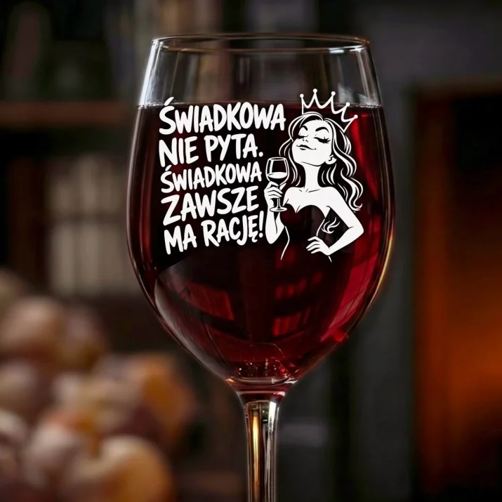Kieliszek Do Wina Dla Świadkowej Podziękowanie Prezent Dla Kobiety: Świadkowa Zawsze Ma Rację Kieliszek Do Wina Dla Świadkowej Podziękowanie Prezent Dla Kobiety: Świadkowa Zawsze Ma Rację