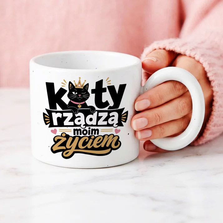 Kubek Z Okrągłym Uchem Dla Kociary Prezent Dla Kobiety: Kocia Władza Kubek Z Okrągłym Uchem Dla Kociary Prezent Dla Kobiety: Kocia Władza