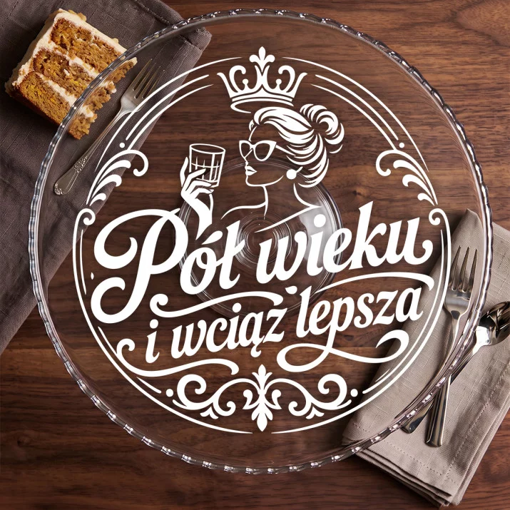 Patera Na Ciasto Dla 50 Latki Prezent Na 50 Urodziny Dla Kobiety: Półwieczna Ironia Patera Na Ciasto Dla 50 Latki Prezent Na 50 Urodziny Dla Kobiety: Półwieczna Ironia