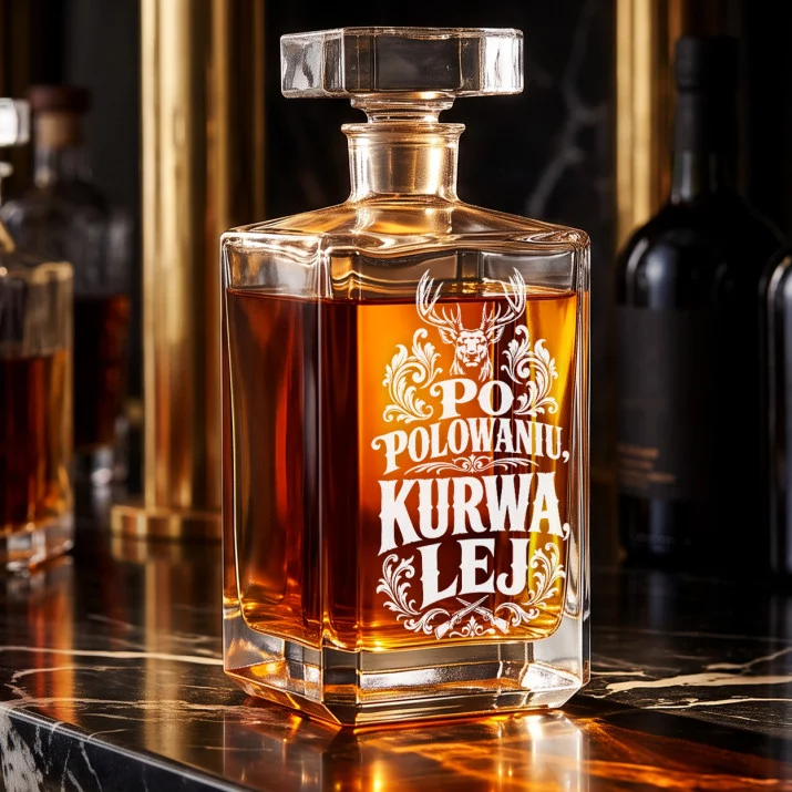 Karafka Do Whisky z Grawerem Dla Myśliwego Prezent: Po Polowaniu, Kurwa, Lej Karafka Do Whisky z Grawerem Dla Myśliwego Prezent: Po Polowaniu, Kurwa, Lej
