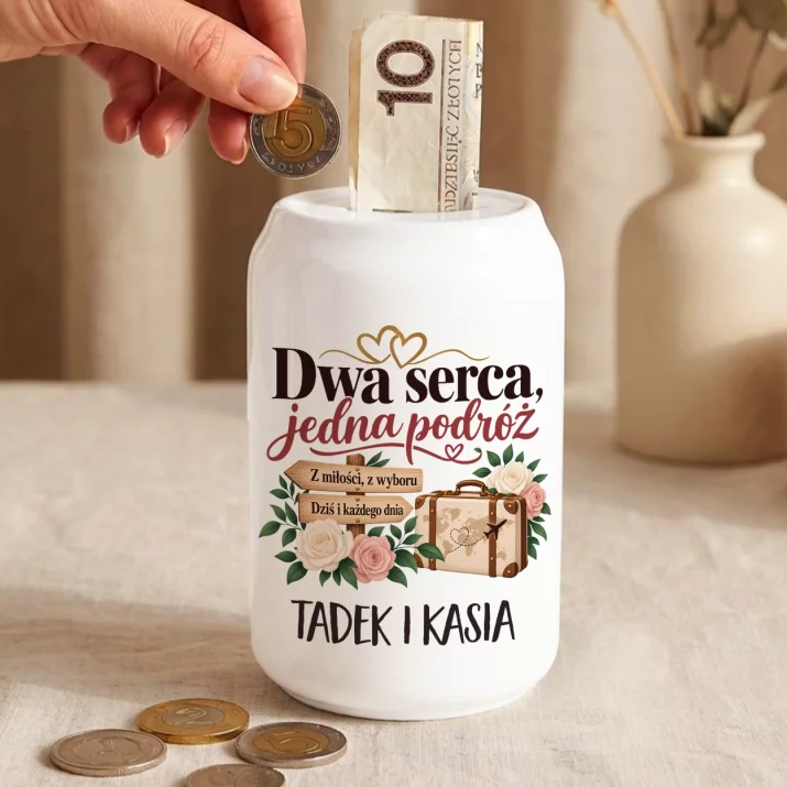 Skarbonka Dla Pary Młodej Prezent Na Ślub Dla Pary: Dwa Serca, Jedna Podróż Skarbonka Dla Pary Młodej Prezent Na Ślub Dla Pary: Dwa Serca, Jedna Podróż