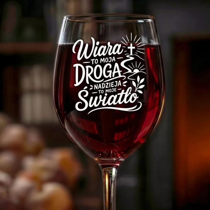 Kieliszek Do Wina Dla Osoby Wierzącej Prezent Dla Kobiety: Wiara I Nadzieja Grawer Kieliszek Do Wina Dla Osoby Wierzącej Prezent Dla Kobiety: Wiara I Nadzieja Grawer