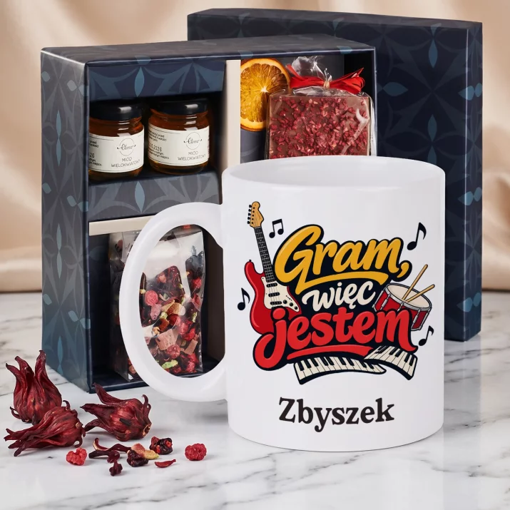 Zestaw Prezentowy z Kubkiem Dla Muzyka Dla Mężczyzny: Gram, Więc Jestem Zestaw Prezentowy z Kubkiem Dla Muzyka Dla Mężczyzny: Gram, Więc Jestem
