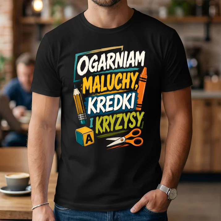 Koszulka Męska Dla Nauczyciela Przedszkola Prezent Dla Mężczyzny: Ogarniam Maluchy