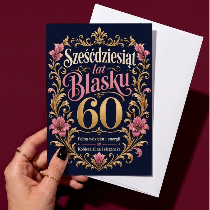 Kartka z Życzeniami Dla 60 Latki Na 60 Urodziny Dla Kobiety: Barokowy Blask Kartka z Życzeniami Dla 60 Latki Na 60 Urodziny Dla Kobiety: Barokowy Blask